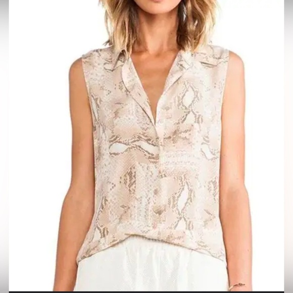 Equipment femme Colleen nude snake print sleeveless blouse 100% silk - Picture 1 of 8